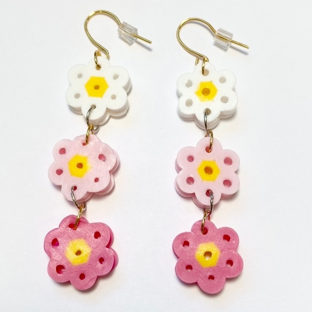 Flower Chain Perler Bead Earrings. New